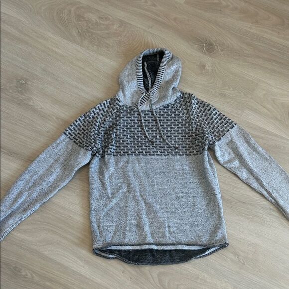 BKE Black and White Knit Hoodie - Picture 1 of 5
